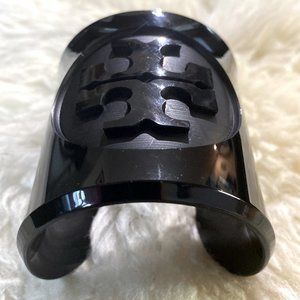 Authentic Tori Burch Black Lucite Logo Cuff!!